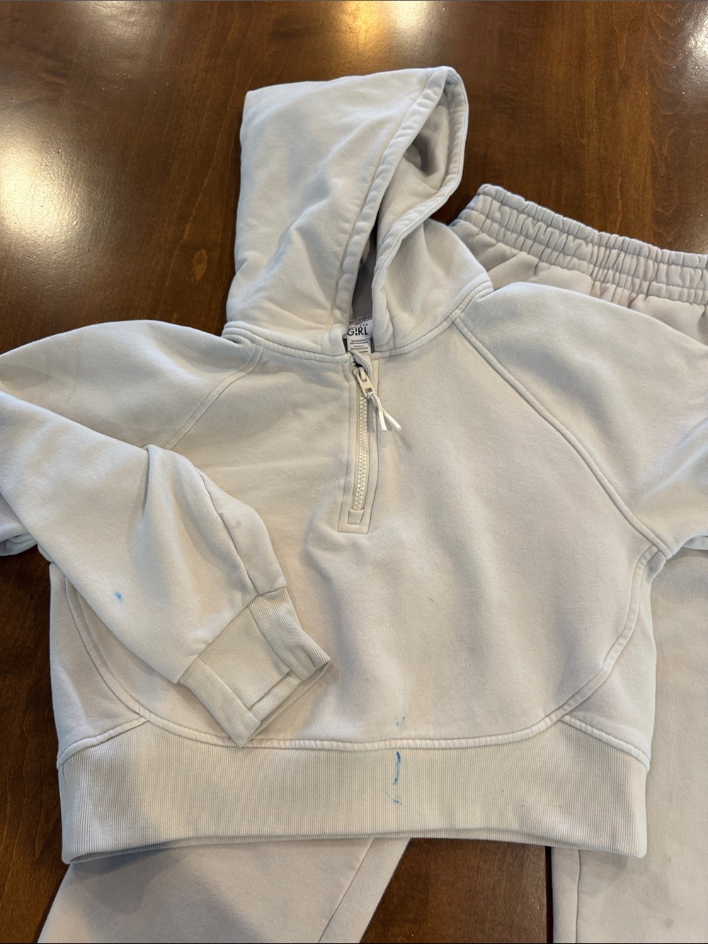 Athleta Kids Light Gray Hoodie and Jogger Set